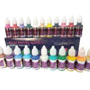 Kit Pintura Acrilica 22 pz City Nails
